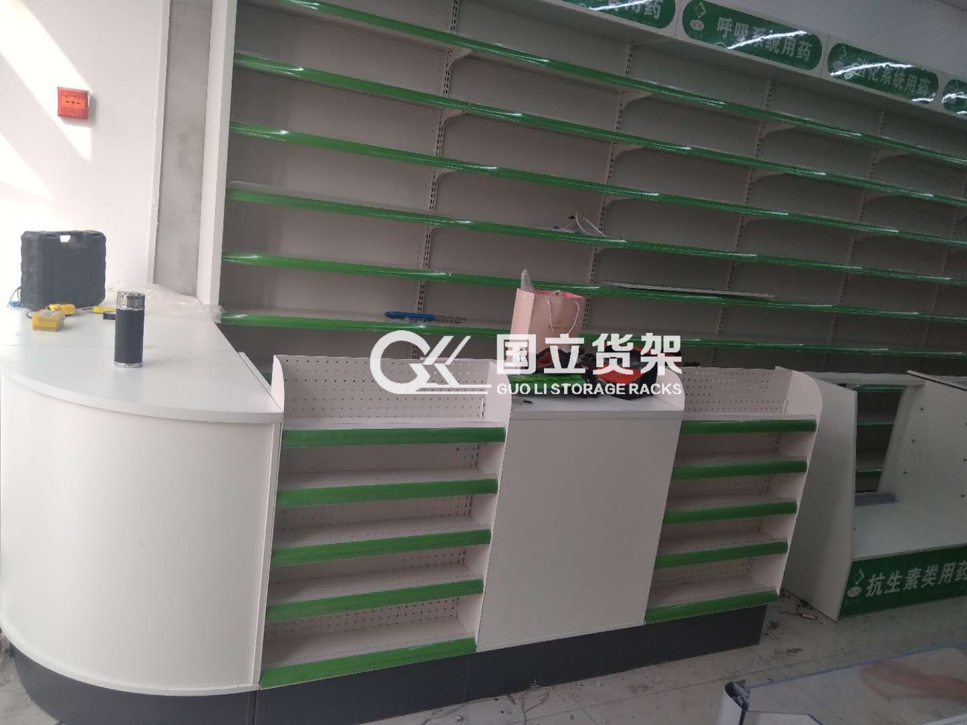 国立货架果绿色药店客户安装现场（附视频）