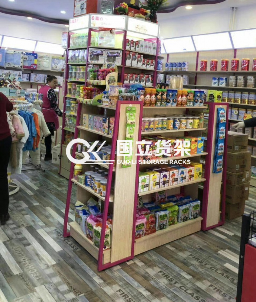 国立新款钢木组合精品货架客户案例